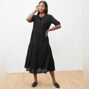 NWT Jenni Kayne James Linen Cotton Blend Midi Black Dress, size XXL